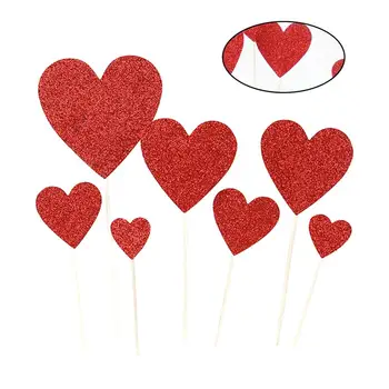 14pcs Meilė Širdies Pyragas Pasirinkti Kūrybos Cupcake Topper Šalies Prekių už Valentino Dienos (Raudona)