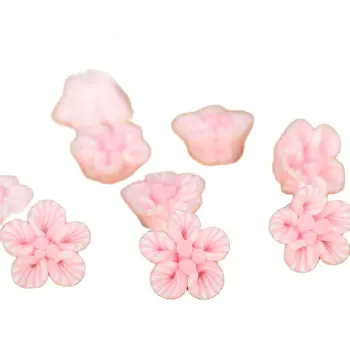 50Pcs 3D Pink Gėlių Spalvotų Akrilo Nagų Dailės Dizaino Pakabukai 12mm Dervos Gėlių Brangakmenių UV lenkijos Cirkonio Apdaila Patarimai