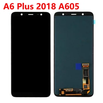 A605 LCD Samsung Galaxy A6 Plius 2018 A605 A605F A605FN Ekranas Touch screen Pantalla LCD Digiziter Asamblėjos Pakeitimo Dalis
