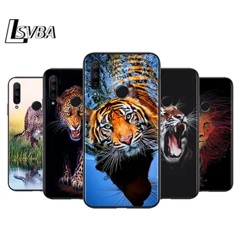 Anti-Rudenį, Minkštas Juodas Viršelis, Tigras, Leopardas Gyvūnų Huawei Honor 10i 10 8S 8C 8X 8A 8 7S, 7A 7C Pro Telefono dėklas