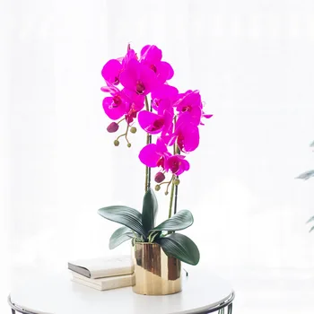 Dirbtinės Gėlės su Keramikos Vaza Šilko Orchidėjos, Gėlių kompozicijos, Valgomasis, Kambarys Netikrą Gėlių Puokštė Namų Dekoro