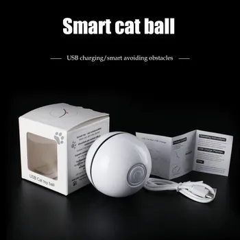 Funny Cat Smart Žaislai spalvotu LED Savaime Sukasi Kamuolys Interaktyvi Katė Žaislas 