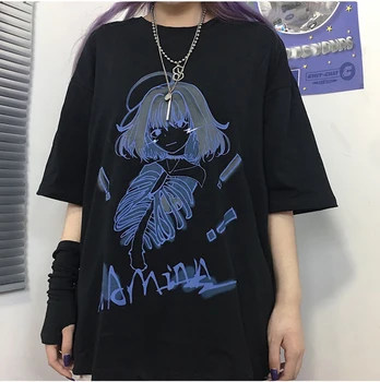 Gotikos T-shirts Prarasti Streetwear Harajuku Viršų Moteriška Spausdinti Vasaros Kpop Anime Mados Moterų trumpomis Rankovėmis Atsitiktinis Derliaus Moterims