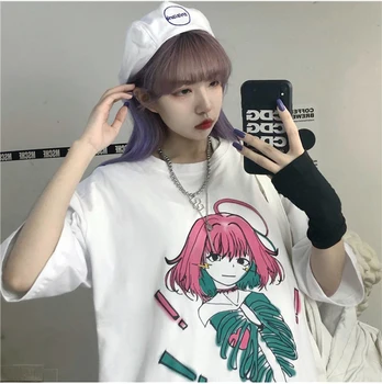 Gotikos T-shirts Prarasti Streetwear Harajuku Viršų Moteriška Spausdinti Vasaros Kpop Anime Mados Moterų trumpomis Rankovėmis Atsitiktinis Derliaus Moterims