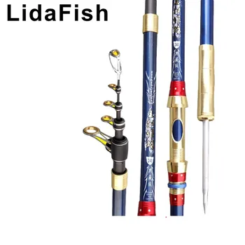 LidaFish prekės šviesos ir sunkiai anglies jūros meškere 2.4-4.5 M teleskopinis savarankiškas, žvejybos reikmenys, avantiūra meškere
