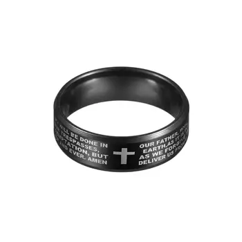 Mados vyriški titano plieno žiedas kryžiaus Biblija, Jėzus žiedas religinių nerūdijančio plieno papuošalai