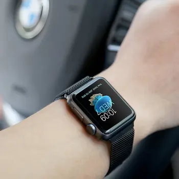 Milano linijos Apyrankę, Apple Watch Band 44mm 40mm 42mm 38mm Nerūdijančio plieno watchband correa 