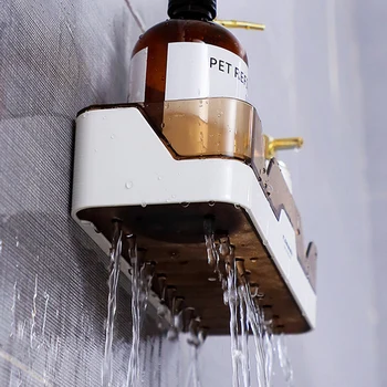 Sienos Montuojamas Vonios Lentyna Šampūnas Saugojimo Plastiko Stalčiuko Virtuvės Organizatorius Vonios Reikmenys Be Gręžimo