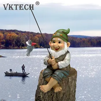 Sodo Gnome Statula Dervos Žvejybos Nykštukas Elf Figūrėlės Kieme Priekinio Priebučio, Lauko Puošyba, Namų Puošybai Šiuolaikinio Meno Amatų