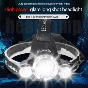 Stiprus Šviesos Žibintai Žibintas priekinis žibintas atsparus Vandeniui 3 LED Pastatytas Usb Įkrovimo Darbinis Šviesos Žvejybos Žibintai