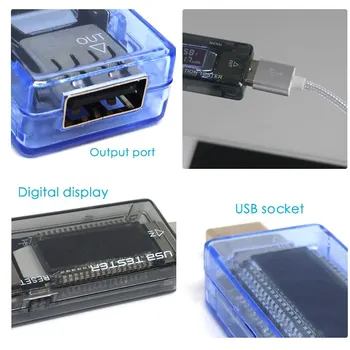 USB Dabartinių Pajėgumų Testeris Voltų Srovė LCD Ekranas Aptikti Įkroviklio Talpa Matuoklis Mobiliojo Energijos Detektorių Akumuliatoriaus Testas