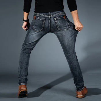 Verslo Atsitiktinis Klasikinio Stiliaus Mados Džinsinio audinio Kelnės Vyrų Juoda Mėlyna Juoda Pants Plus size 2021 Naujas Vyrų Ruožas-fit Džinsai