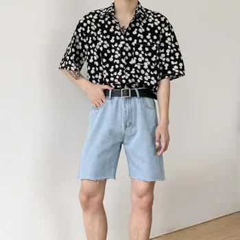 Vyras Vasarą Japonijoje Harajuku korėjos Stiliaus Streetwear Mados Džinsinio Šortai Vyrams Derliaus Trumpas Džinsai Tiesūs Džinsai, Šortai vyrams