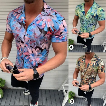 Vyrų Marškinėliai Vasaros Stilius Spausdinti Havajų Paplūdimyje Greenyellow Atsitiktinis Marškinėliai Vyrams, Atsitiktinis Trumpas Rankovės Marškinėliai Camisa Masculina